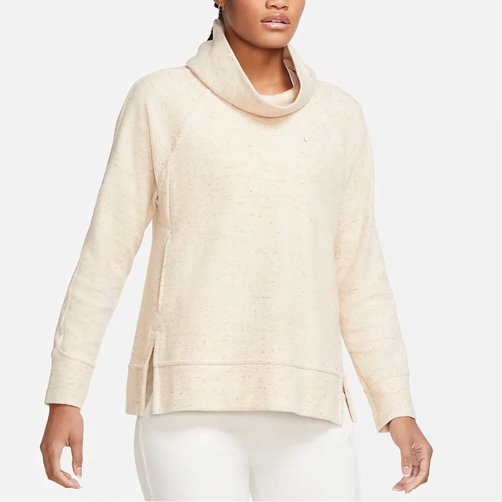 Nike Women Therma Oatmeal Heather Mock/Cowl-Neck Top - Size Small